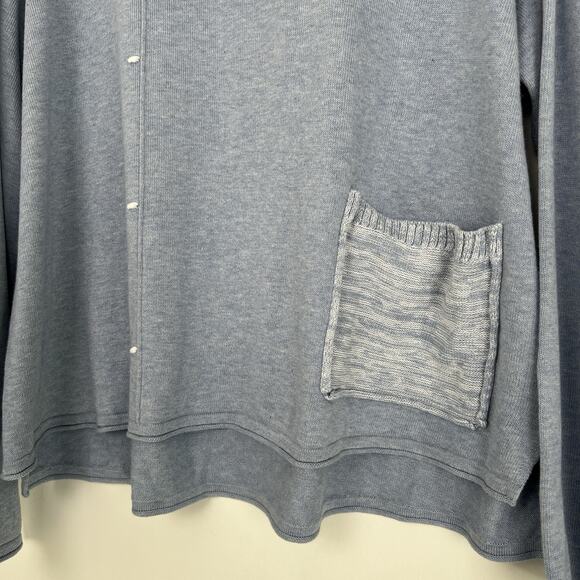 Habitat Sweater Women's Large 100% Cotton Minimalist Artsy Pocket Lagenlook Blue - Picture 2 of 9